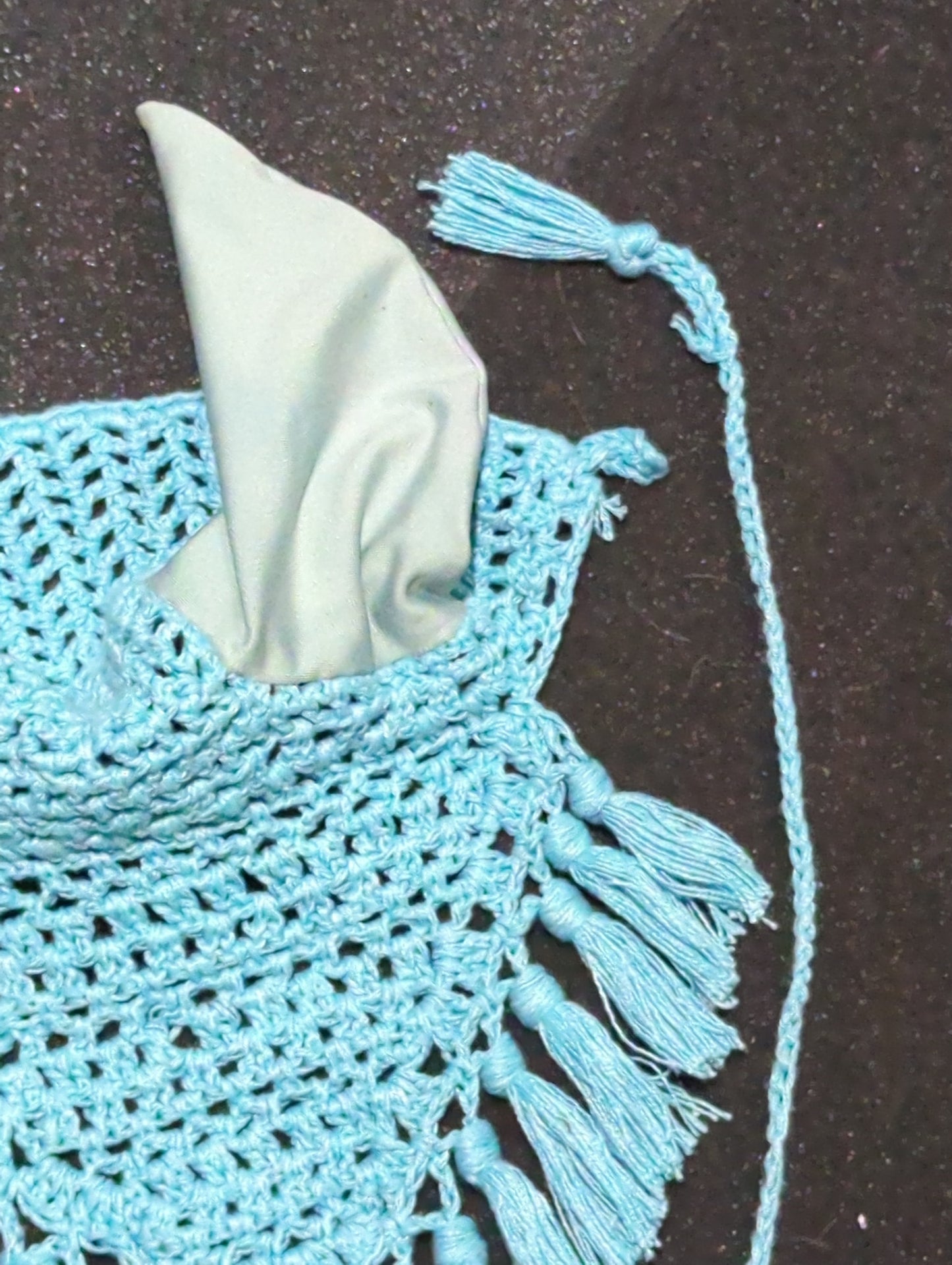 Light Blue Crochet Fly Bonnet