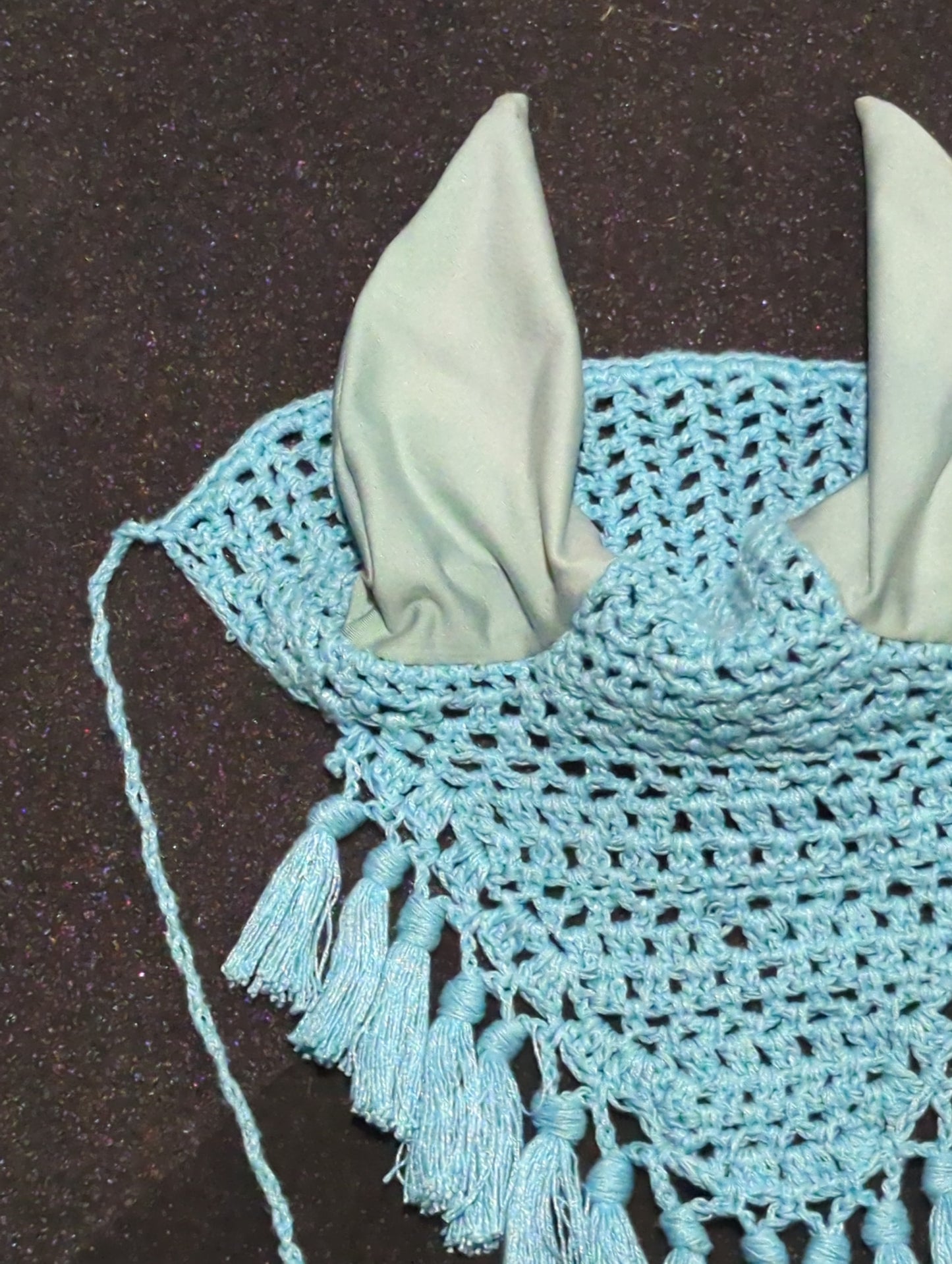 Light Blue Crochet Fly Bonnet