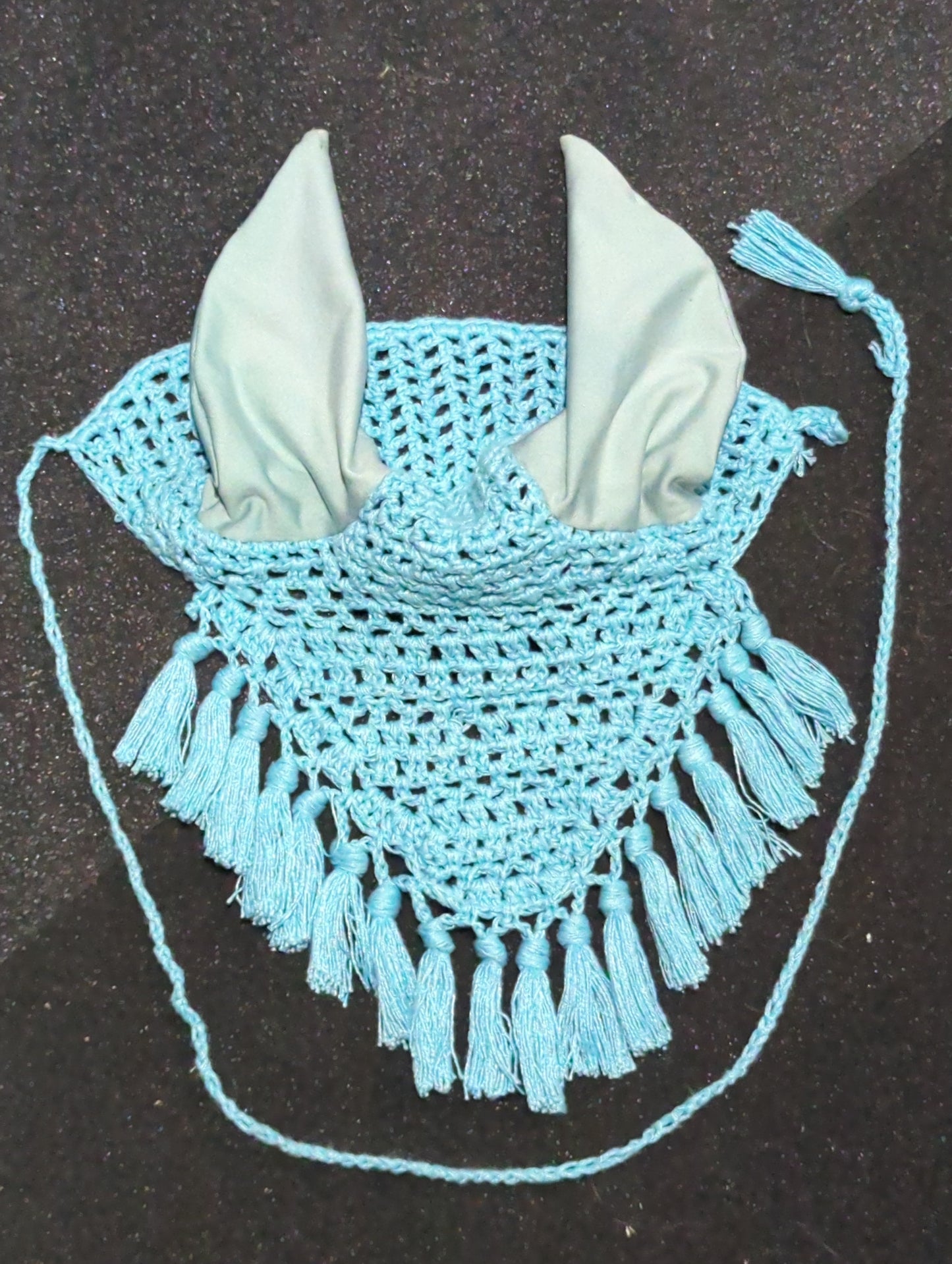 Light Blue Crochet Fly Bonnet