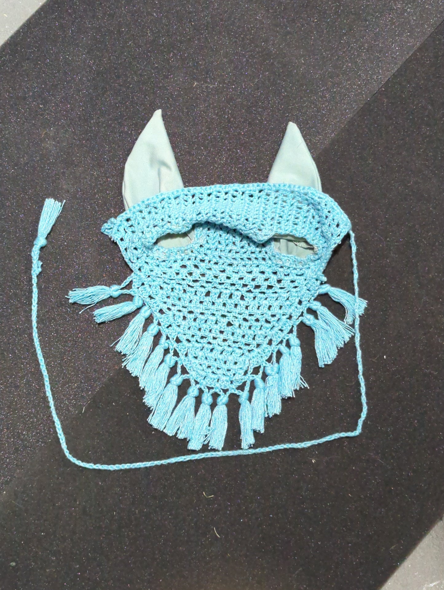 Light Blue Crochet Fly Bonnet